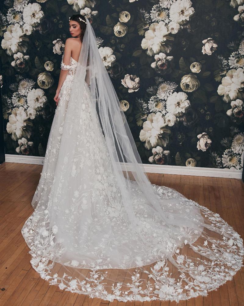 121234 3d lace off the shoulder wedding dress with pockets and a line silhouette4